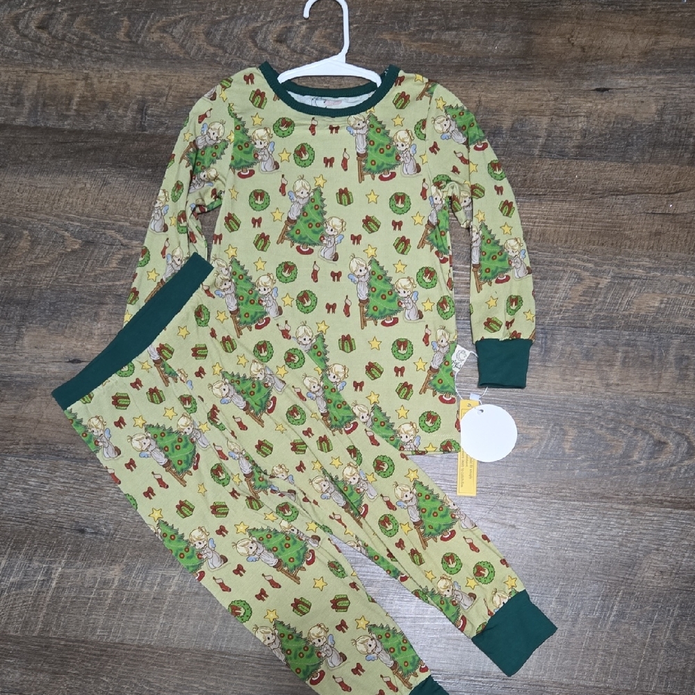 3t Bamboo Kids Holiday Tree Print Pajama Set - Green